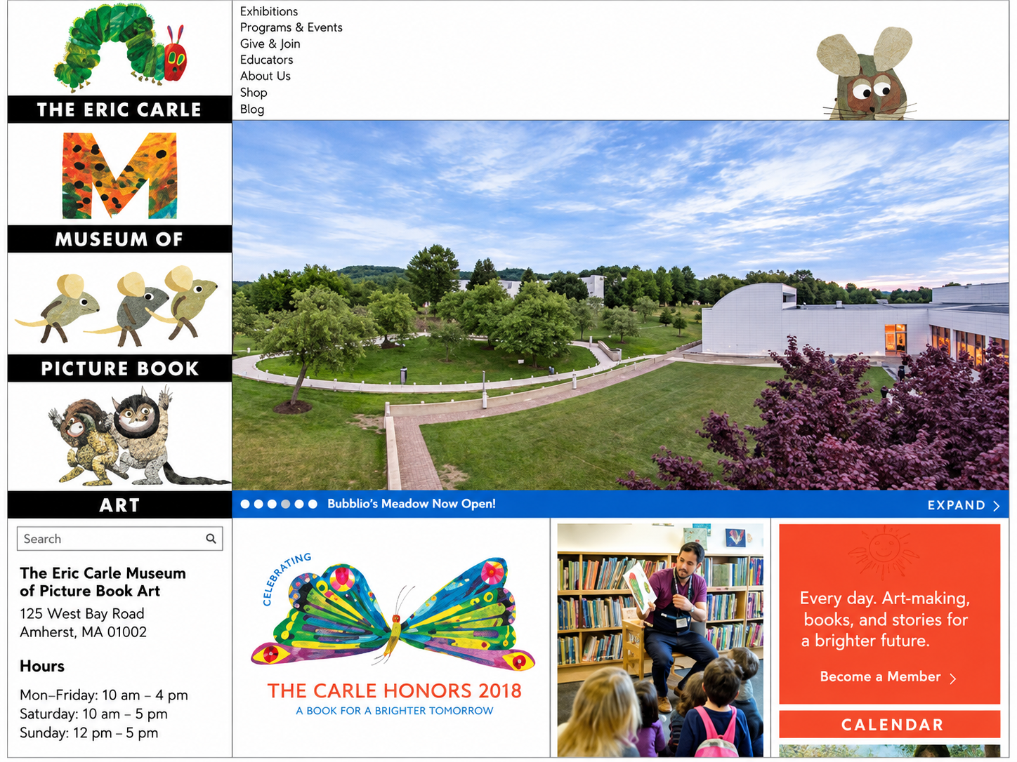 Existing Eric Carle Museum website homepage