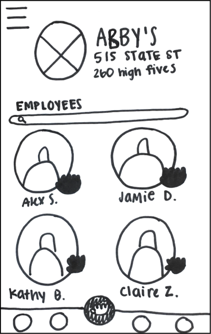 Paper prototype exploring employee selection within a business