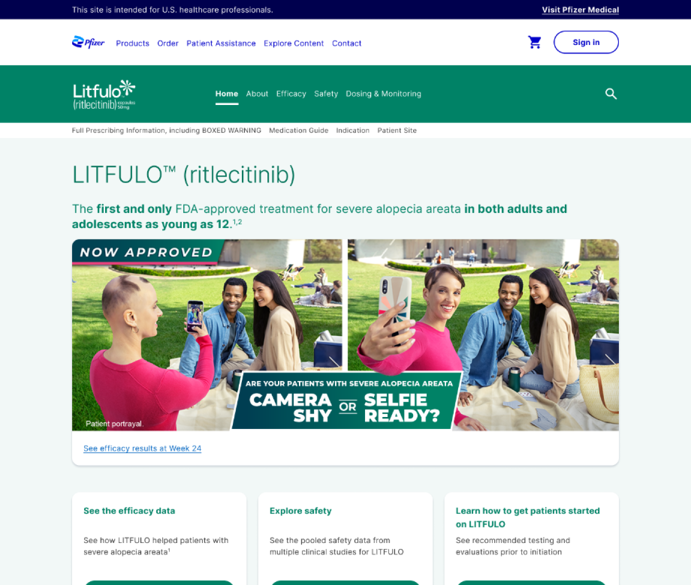 Final live LITFULO HCP website shown in a desktop browser