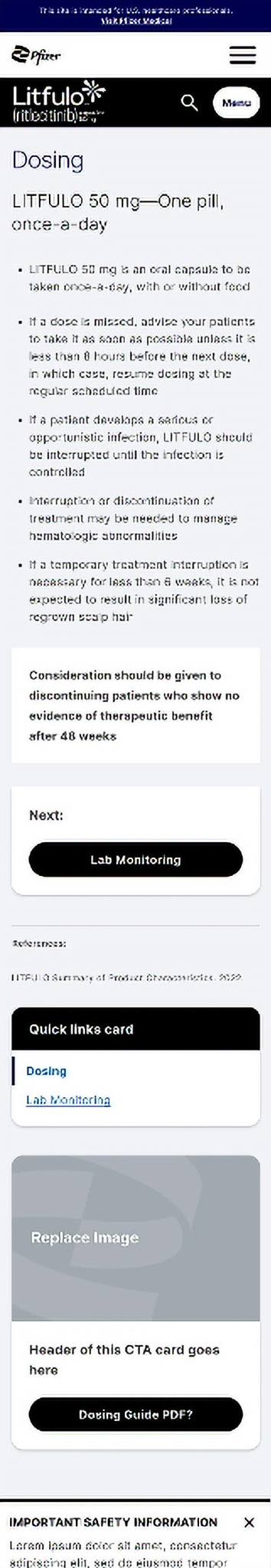 Mobile LITFULO dosing page wireframe